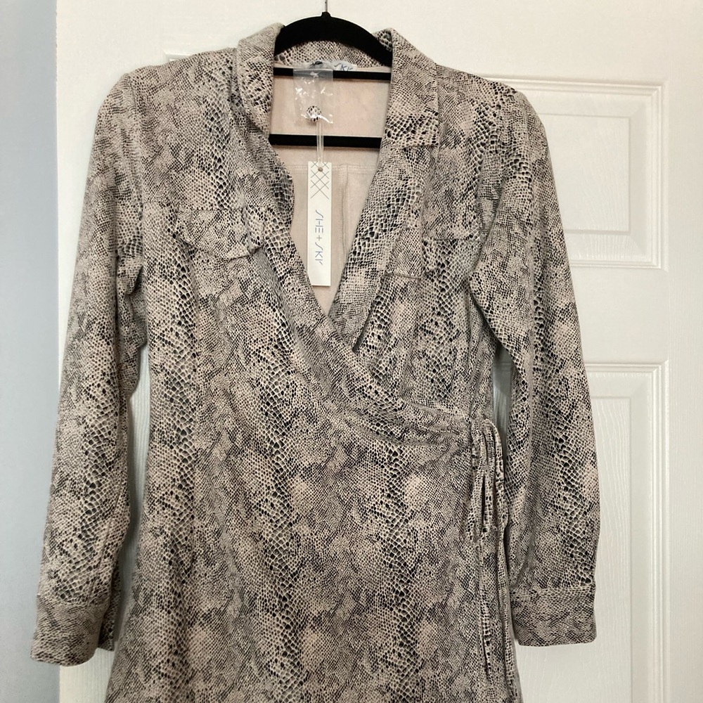 She & Sky Long Sleeve Wrap Dress
